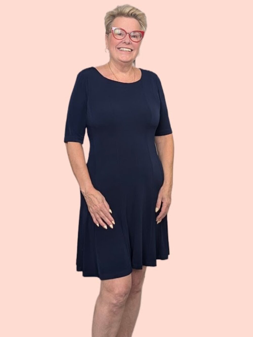 Navy Fit & Flare Dress - Size 12